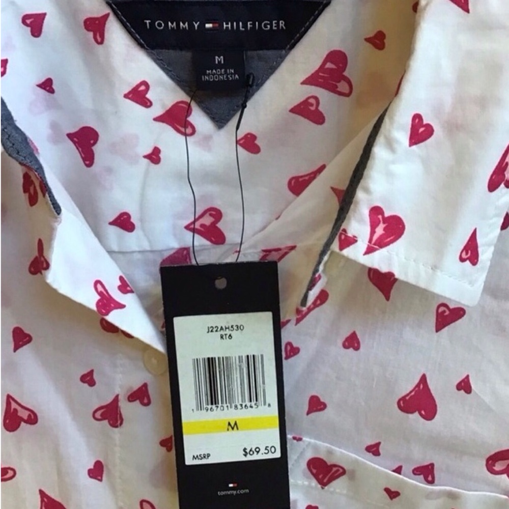 Tommy Hilfiger Flutter Hearts Button Down Blouse (NWT) (Size: Medium) - Picture 8 of 9
